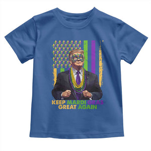 Funny Trump Keep Mardi Gras Great Again Toddler T Shirt American Flag Fleur De Lis Beads TS02 Royal Blue Print Your Wear