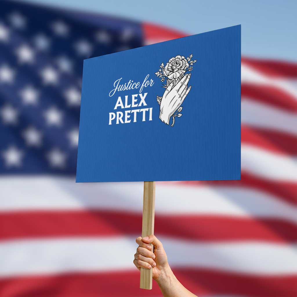 Justice for Alex Pretti Floral Memorial Protest Sign Minneapolis Jan 24 2026 Tribute TS02 Horizontal 18