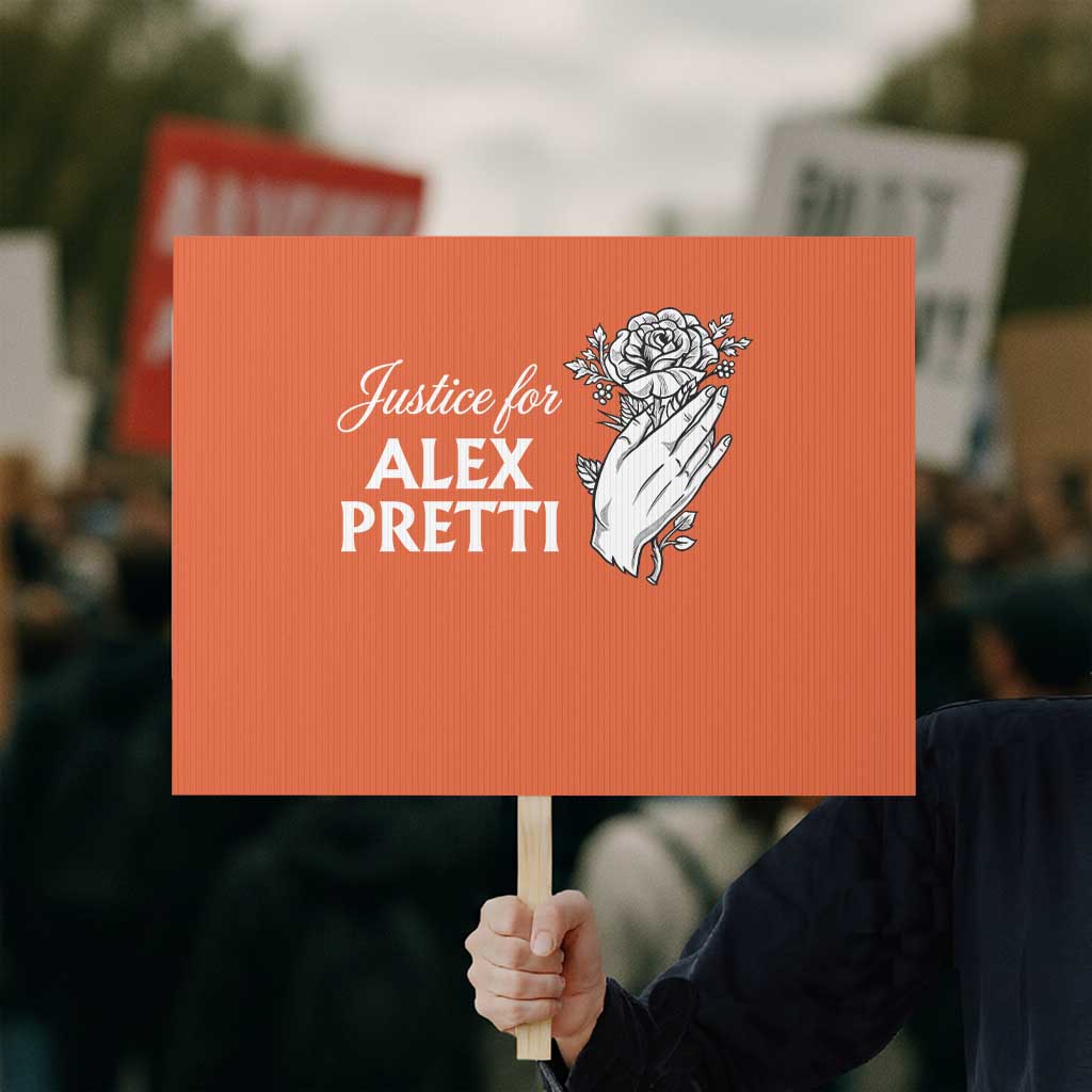 Justice for Alex Pretti Floral Memorial Protest Sign Minneapolis Jan 24 2026 Tribute TS02 Horizontal 18