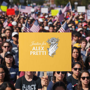 Justice for Alex Pretti Floral Memorial Protest Sign Minneapolis Jan 24 2026 Tribute TS02 Horizontal 18" × 24" Yellow Print Your Wear