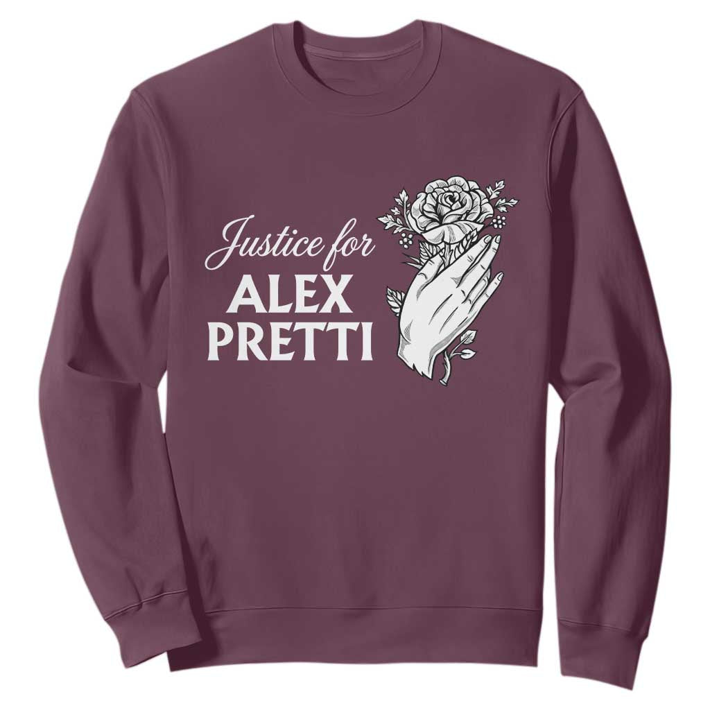 Justice for Alex Pretti Floral Memorial Sweatshirt Minneapolis Jan 24 2026 Tribute TS02 Maroon Print Your Wear