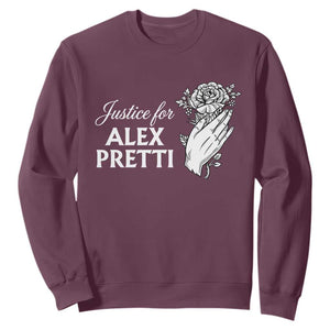 Justice for Alex Pretti Floral Memorial Sweatshirt Minneapolis Jan 24 2026 Tribute TS02 Maroon Print Your Wear
