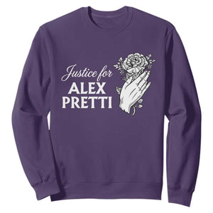 Justice for Alex Pretti Floral Memorial Sweatshirt Minneapolis Jan 24 2026 Tribute TS02 Purple Print Your Wear