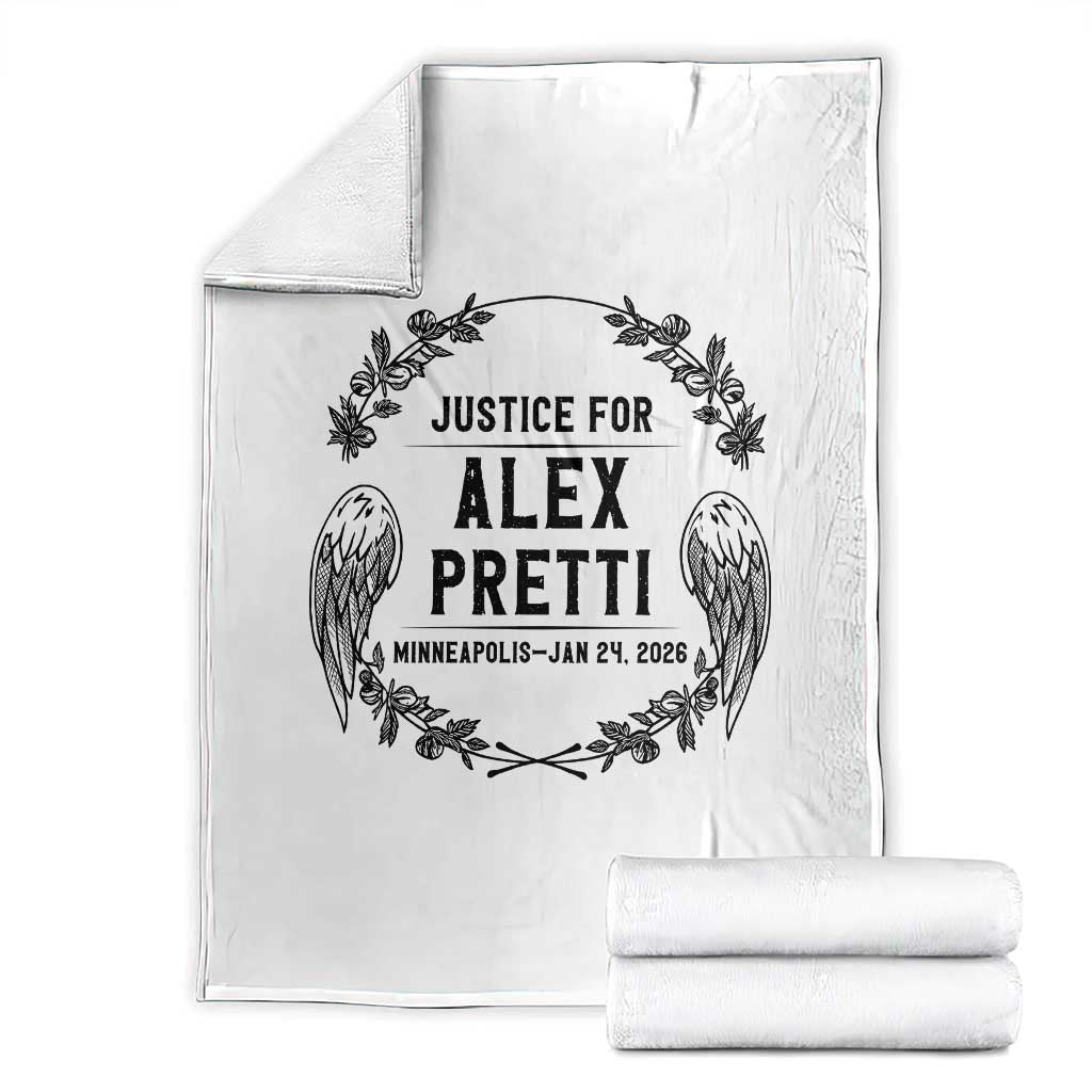Justice for Alex Pretti Throw Blanket Minneapolis January 24 2026 Tribute Memorial Wreath TS02 White Print Your Wear
