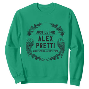 Justice for Alex Pretti Sweatshirt Minneapolis January 24 2026 Tribute Memorial Wreath TS02 Irish Green Print Your Wear