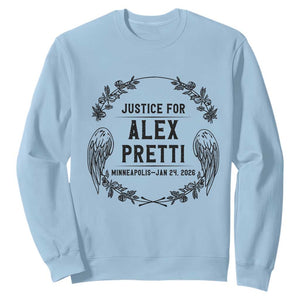 Justice for Alex Pretti Sweatshirt Minneapolis January 24 2026 Tribute Memorial Wreath TS02 Light Blue Print Your Wear