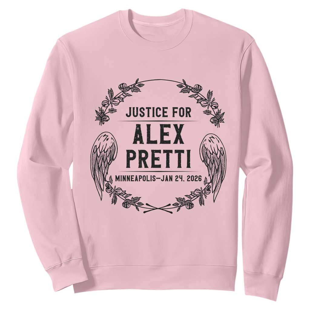 Justice for Alex Pretti Sweatshirt Minneapolis January 24 2026 Tribute Memorial Wreath TS02 Light Pink Print Your Wear