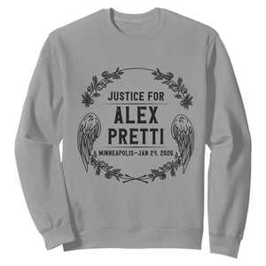 Justice for Alex Pretti Sweatshirt Minneapolis January 24 2026 Tribute Memorial Wreath TS02 Sport Gray Print Your Wear