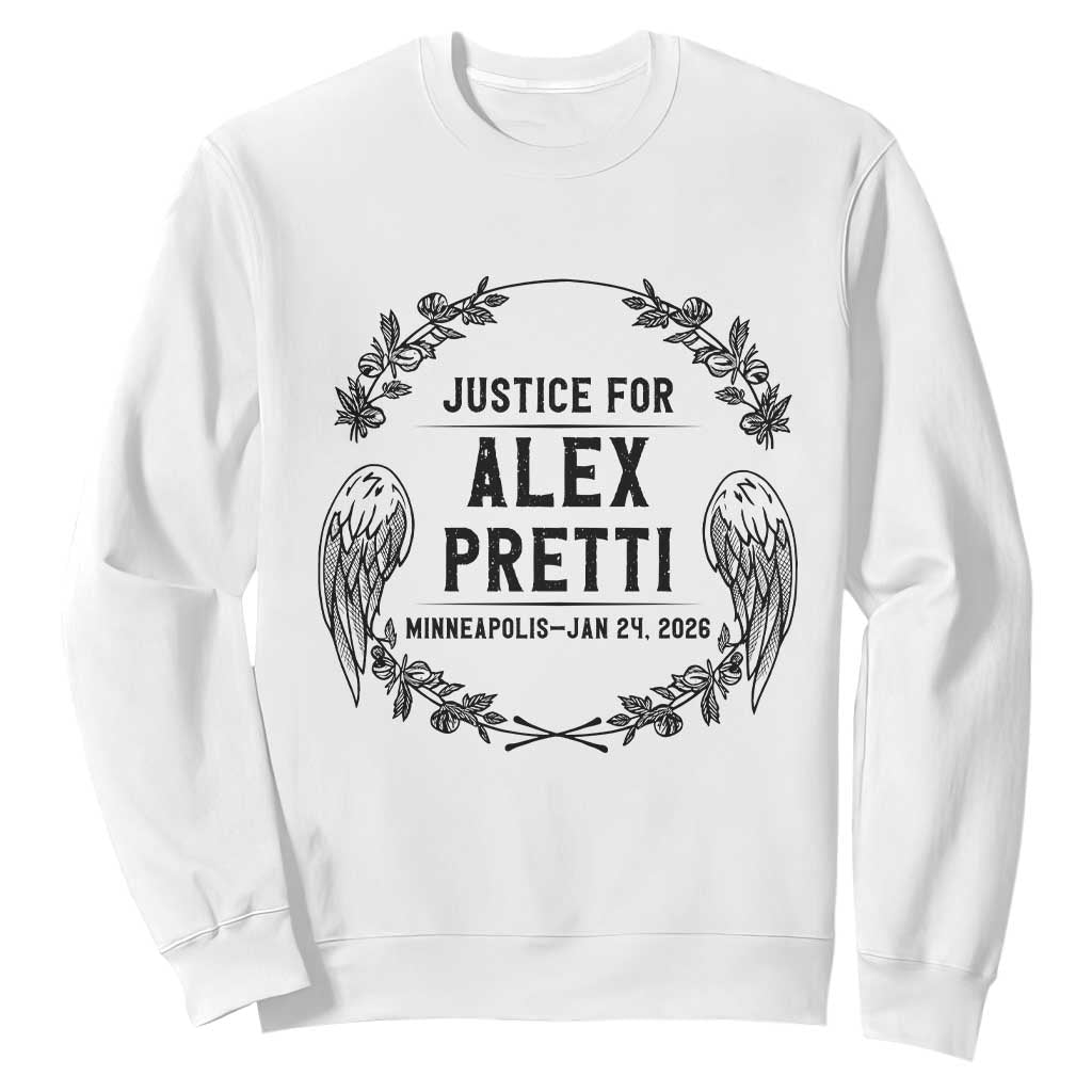 Justice for Alex Pretti Sweatshirt Minneapolis January 24 2026 Tribute Memorial Wreath TS02 White Print Your Wear