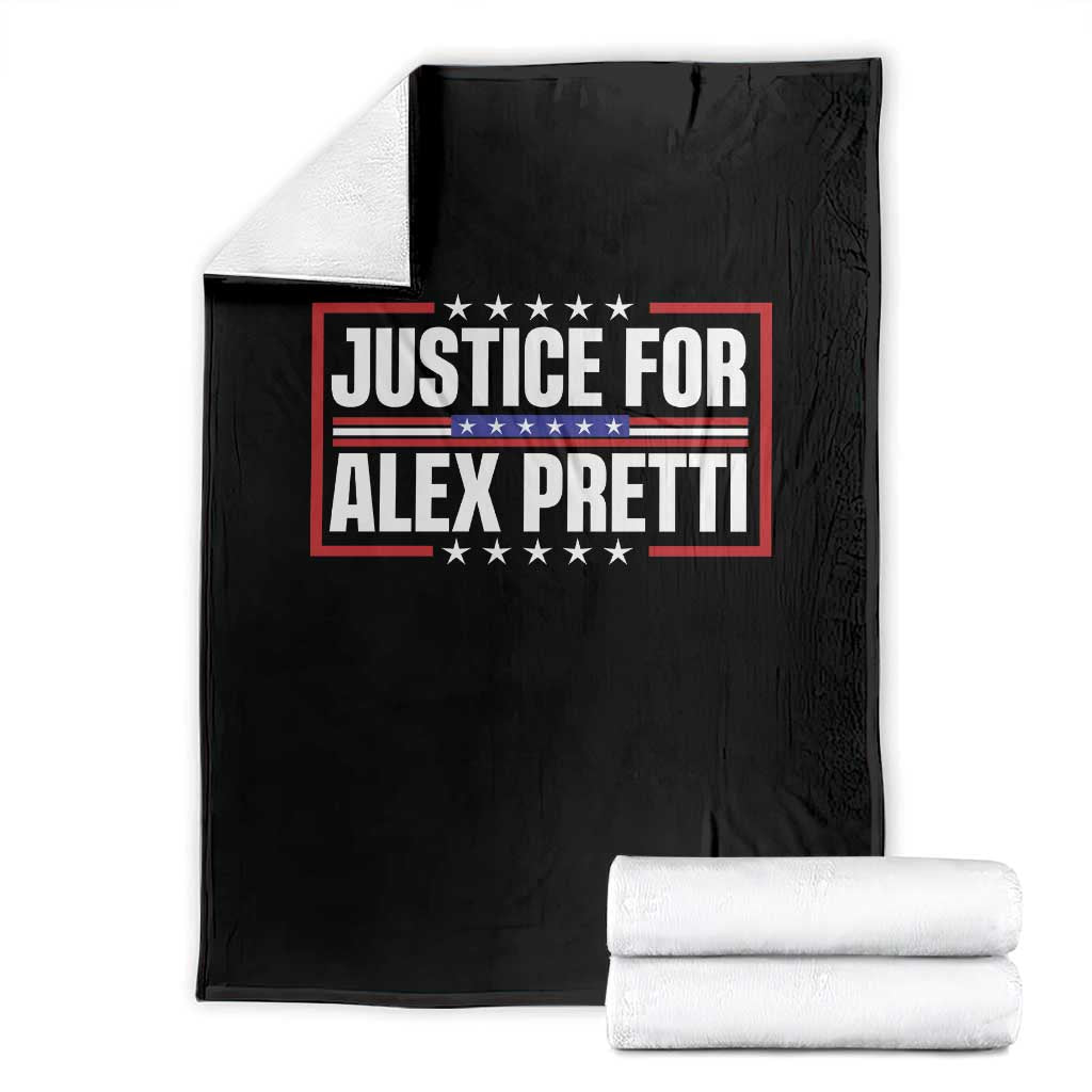 Justice for Alex Pretti Patriotic Throw Blanket Minneapolis Jan 24 2026 Memorial Red White and Blue TS02 Black Print Your Wear