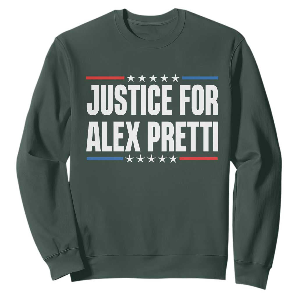 Justice for Alex Pretti Patriotic Sweatshirt Minneapolis Jan 24 2026 Memorial Tribute TS02 Dark Forest Green Print Your Wear