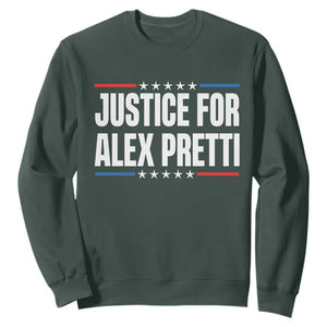 Justice for Alex Pretti Patriotic Sweatshirt Minneapolis Jan 24 2026 Memorial Tribute TS02 Dark Forest Green Print Your Wear