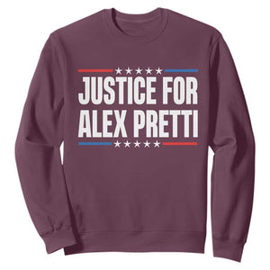 Justice for Alex Pretti Patriotic Sweatshirt Minneapolis Jan 24 2026 Memorial Tribute TS02 Maroon Print Your Wear