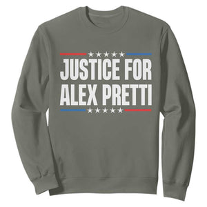 Justice for Alex Pretti Patriotic Sweatshirt Minneapolis Jan 24 2026 Memorial Tribute TS02 Military Green Print Your Wear