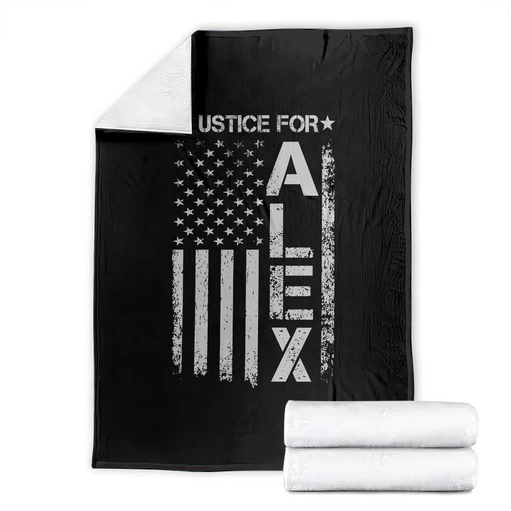 Justice for Alex Pretti American Flag Throw Blanket Minneapolis Jan 24 2026 Memorial Tribute TS02 Black Print Your Wear