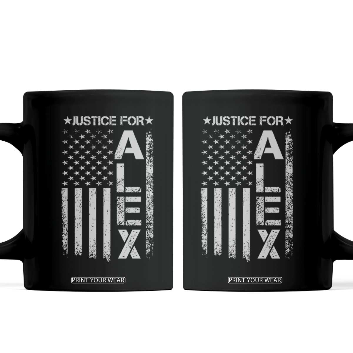 Justice for Alex Pretti American Flag Coffee Mug Minneapolis Jan 24 2026 Memorial Tribute TS02 Black Print Your Wear