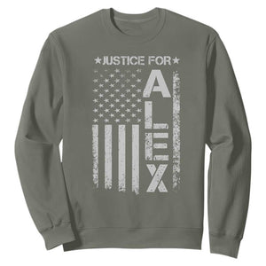 Justice for Alex Pretti American Flag Sweatshirt Minneapolis Jan 24 2026 Memorial Tribute TS02 Military Green Print Your Wear