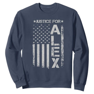 Justice for Alex Pretti American Flag Sweatshirt Minneapolis Jan 24 2026 Memorial Tribute TS02 Navy Print Your Wear