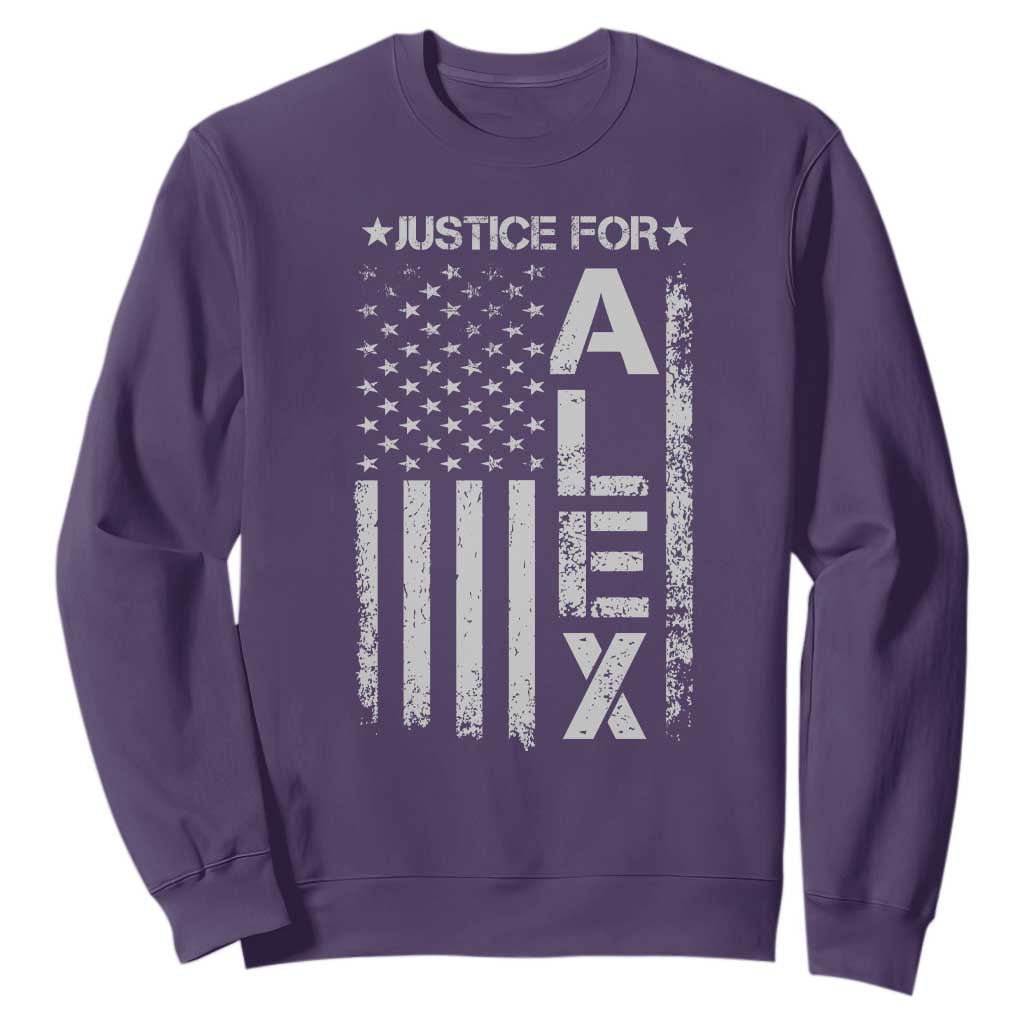 Justice for Alex Pretti American Flag Sweatshirt Minneapolis Jan 24 2026 Memorial Tribute TS02 Purple Print Your Wear
