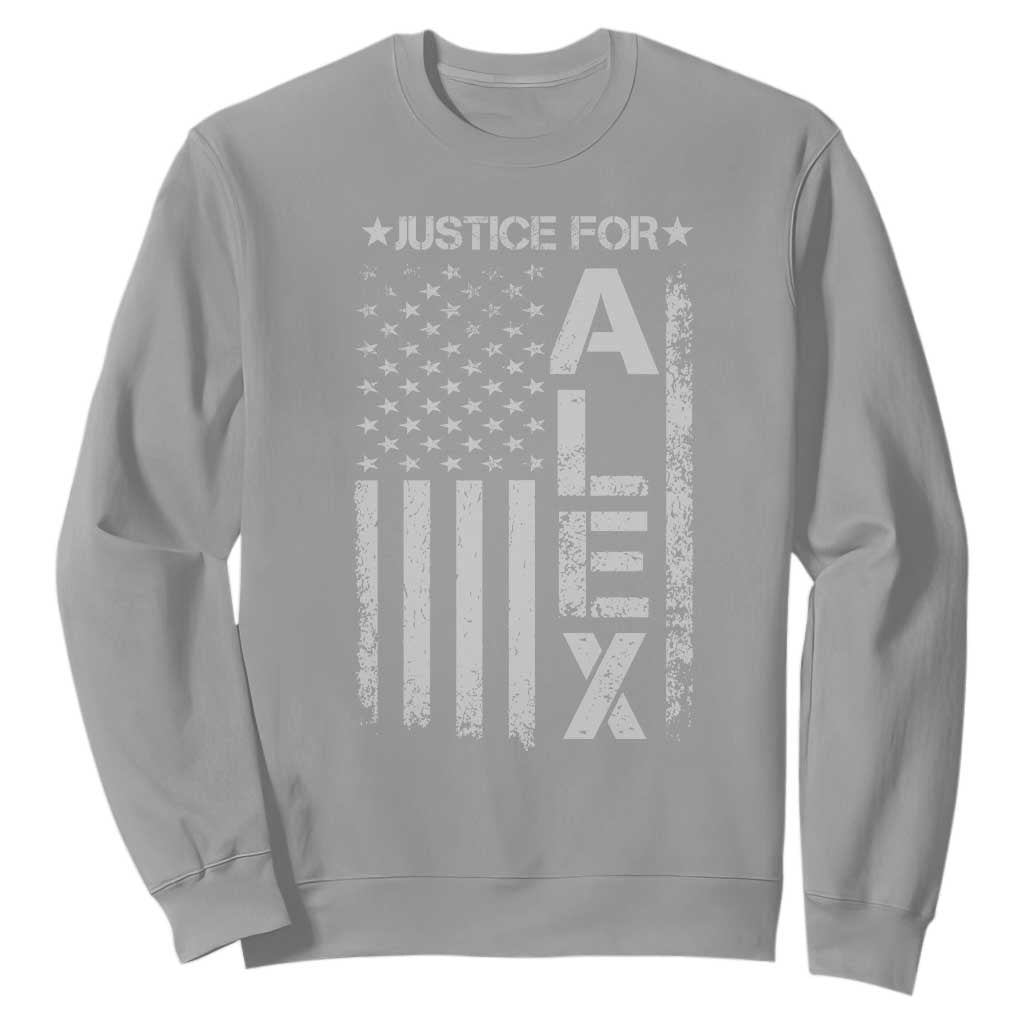 Justice for Alex Pretti American Flag Sweatshirt Minneapolis Jan 24 2026 Memorial Tribute TS02 Sport Gray Print Your Wear