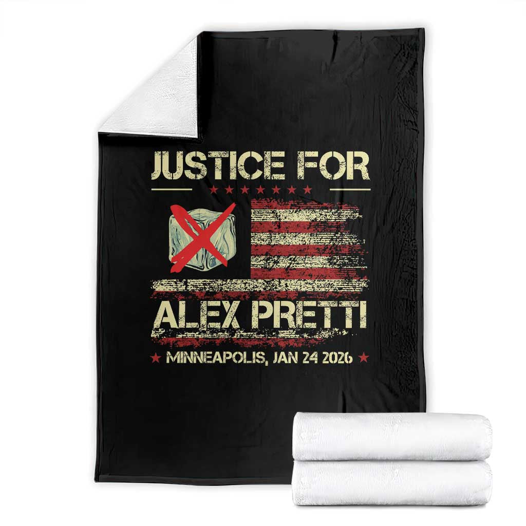 Justice for Alex Pretti Abolish Ice Protest Throw Blanket Minneapolis Jan 24 2026 American Flag TS02 Black Print Your Wear