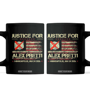 Justice for Alex Pretti Abolish Ice Protest Coffee Mug Minneapolis Jan 24 2026 American Flag TS02 Black Print Your Wear