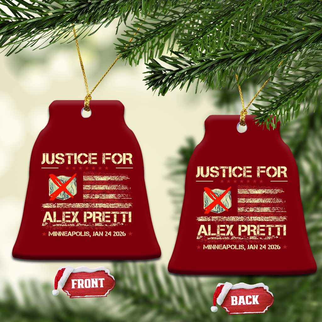 Justice for Alex Pretti Abolish Ice Protest Ceramic Ornament Minneapolis Jan 24 2026 American Flag TS02 Print Your Wear