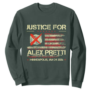 Justice for Alex Pretti Abolish Ice Protest Sweatshirt Minneapolis Jan 24 2026 American Flag TS02 Dark Forest Green Print Your Wear