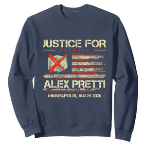 Justice for Alex Pretti Abolish Ice Protest Sweatshirt Minneapolis Jan 24 2026 American Flag TS02 Navy Print Your Wear