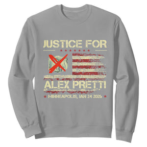 Justice for Alex Pretti Abolish Ice Protest Sweatshirt Minneapolis Jan 24 2026 American Flag TS02 Sport Gray Print Your Wear