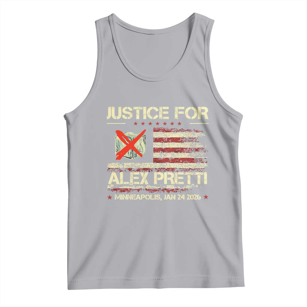 Justice for Alex Pretti Abolish Ice Protest Tank Top Minneapolis Jan 24 2026 American Flag TS02 Athletic Heather Print Your Wear