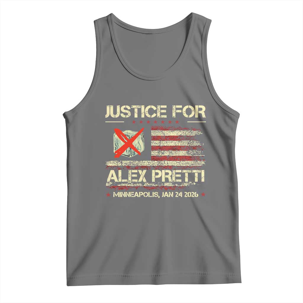 Justice for Alex Pretti Abolish Ice Protest Tank Top Minneapolis Jan 24 2026 American Flag TS02 Black Heather Print Your Wear