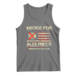 Justice for Alex Pretti Abolish Ice Protest Tank Top Minneapolis Jan 24 2026 American Flag TS02 Black Heather Print Your Wear