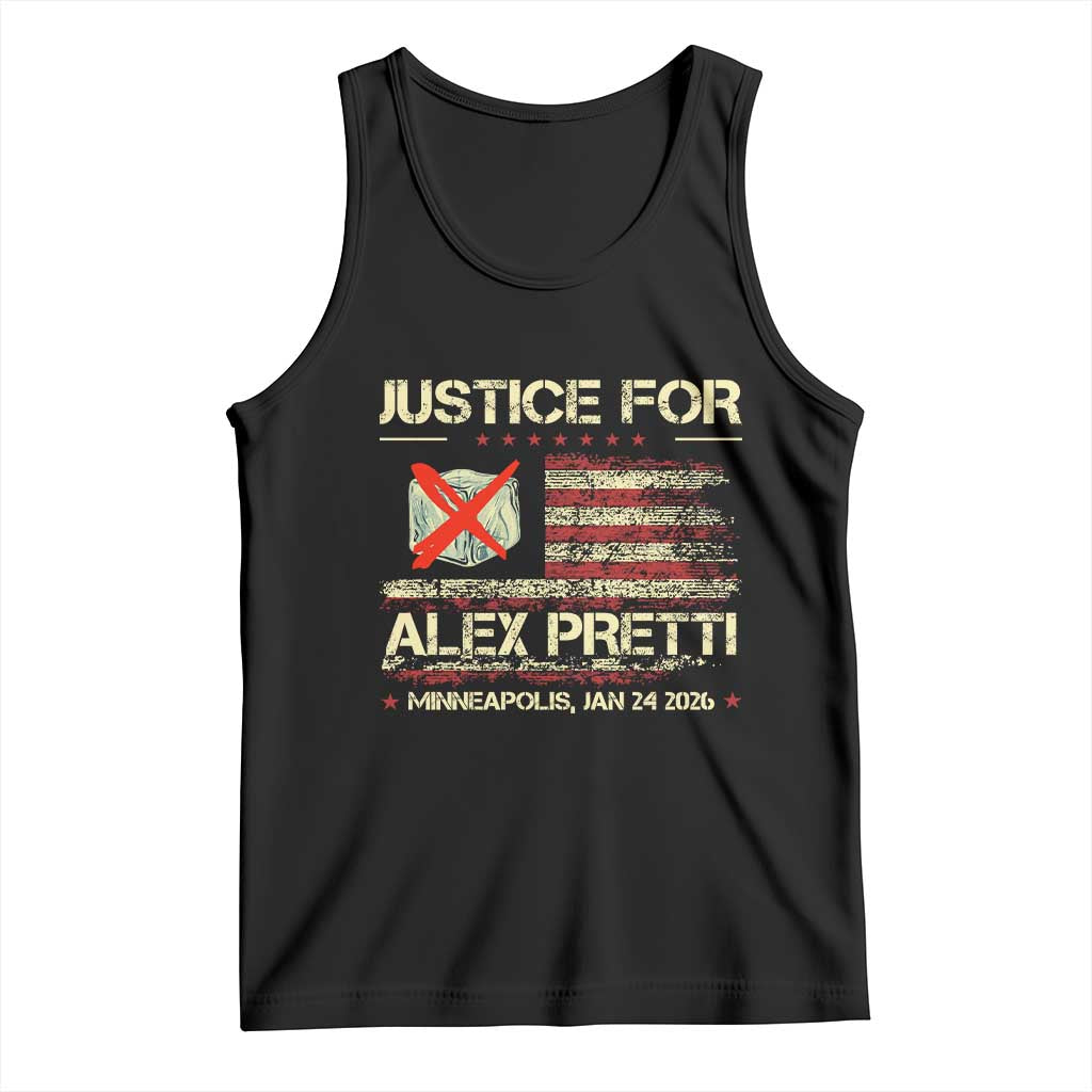 Justice for Alex Pretti Abolish Ice Protest Tank Top Minneapolis Jan 24 2026 American Flag TS02 Black Print Your Wear