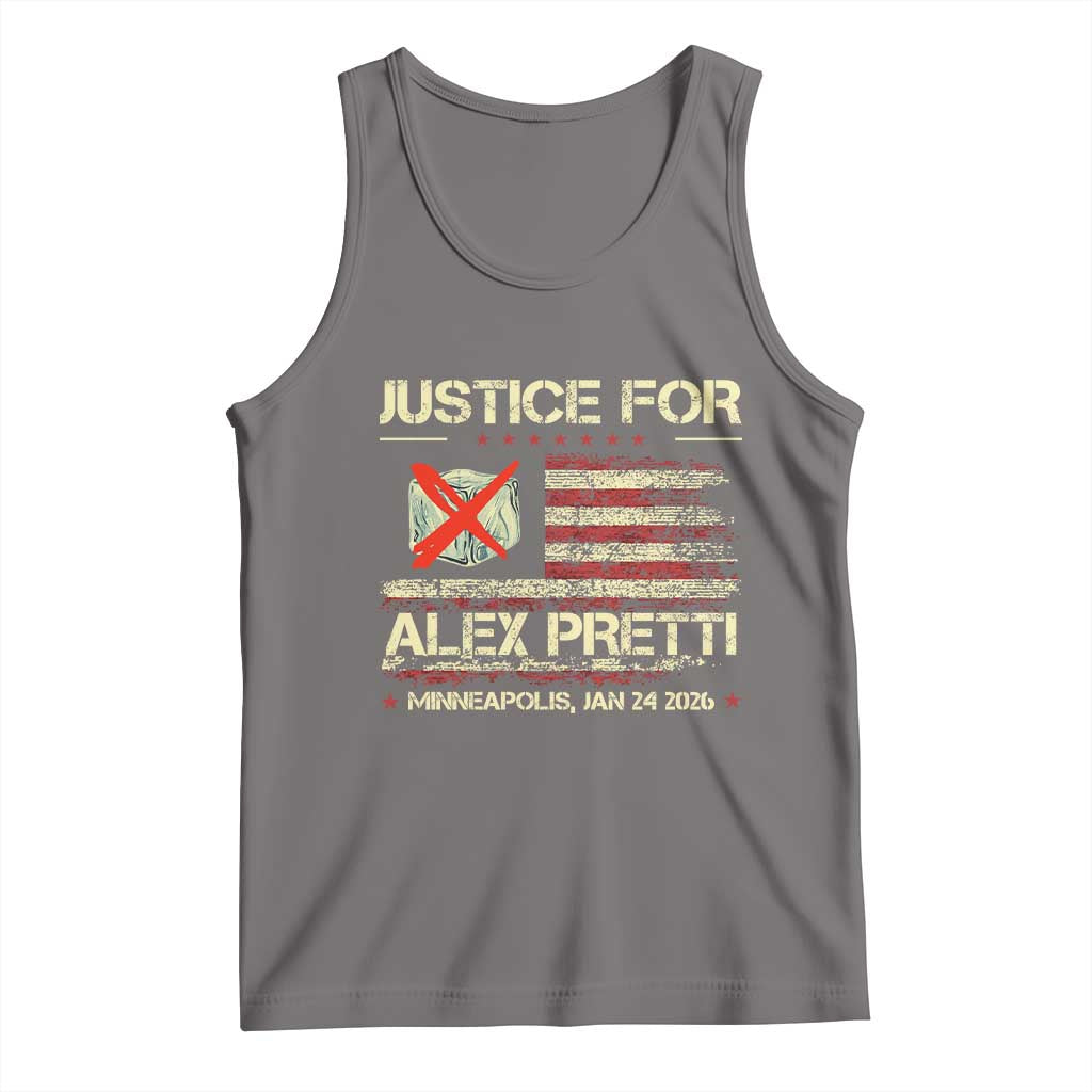 Justice for Alex Pretti Abolish Ice Protest Tank Top Minneapolis Jan 24 2026 American Flag TS02 Deep Heather Print Your Wear