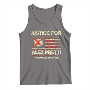Justice for Alex Pretti Abolish Ice Protest Tank Top Minneapolis Jan 24 2026 American Flag TS02 Deep Heather Print Your Wear