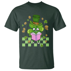 Shamrock Reading T Shirt St. Patrick's Day Books Lover Reader Nerd TS02 Dark Forest Green Printyourwear