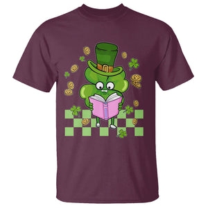 Shamrock Reading T Shirt St. Patrick's Day Books Lover Reader Nerd TS02 Maroon Printyourwear