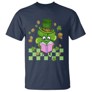 Shamrock Reading T Shirt St. Patrick's Day Books Lover Reader Nerd TS02 Navy Printyourwear