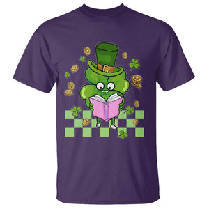 Shamrock Reading T Shirt St. Patrick's Day Books Lover Reader Nerd TS02 Purple Printyourwear