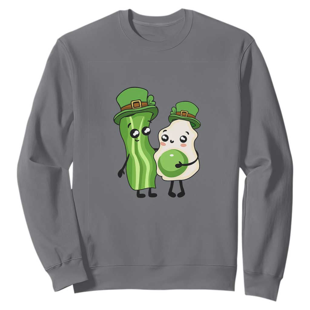 Cute Kids St. Patricks Day Sweatshirt Green Eggs Green Ham Smile Face Costume TS02 Charcoal Printyourwear