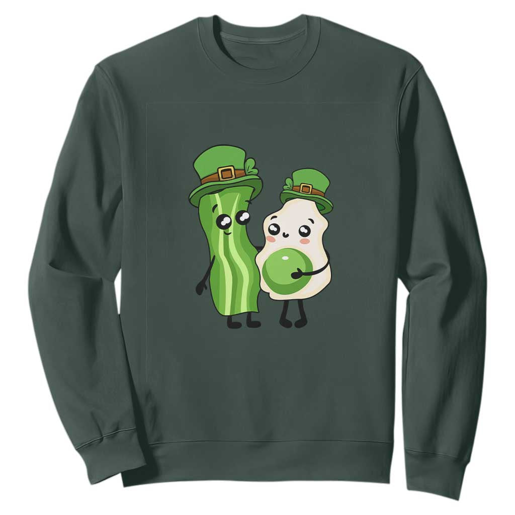 Cute Kids St. Patricks Day Sweatshirt Green Eggs Green Ham Smile Face Costume TS02 Dark Forest Green Printyourwear
