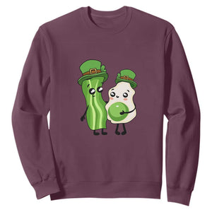 Cute Kids St. Patricks Day Sweatshirt Green Eggs Green Ham Smile Face Costume TS02 Maroon Printyourwear