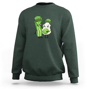 Cute Kids St. Patricks Day Sweatshirt Green Eggs Green Ham Smile Face Costume TS02 Dark Forest Green Printyourwear