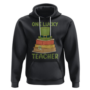 One Lucky Teacher St Patricks Day Hoodie Lepreachaun Hat with Books Reading TS02 Black Printyourwear