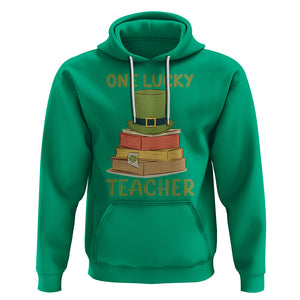 One Lucky Teacher St Patricks Day Hoodie Lepreachaun Hat with Books Reading TS02 Irish Green Printyourwear