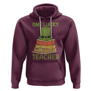 One Lucky Teacher St Patricks Day Hoodie Lepreachaun Hat with Books Reading TS02 Maroon Printyourwear