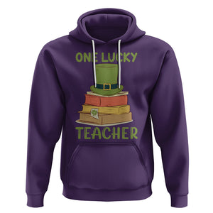 One Lucky Teacher St Patricks Day Hoodie Lepreachaun Hat with Books Reading TS02 Purple Printyourwear