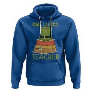 One Lucky Teacher St Patricks Day Hoodie Lepreachaun Hat with Books Reading TS02 Royal Blue Printyourwear