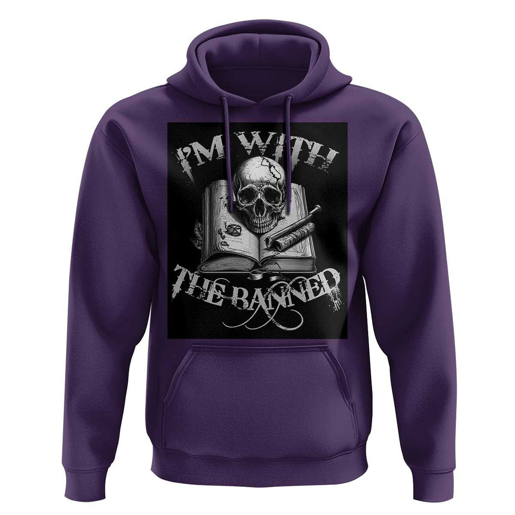 I'm With The Banned Skull Hoodie Banned Books Reading Lover Nerd TS02 Purple Print Your Wear